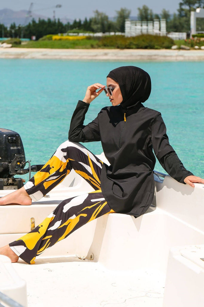 Black Fully Covered Hijab Swimsuit M2110