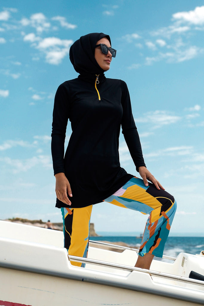 Black Full Covered Hijab Swimwear R1102