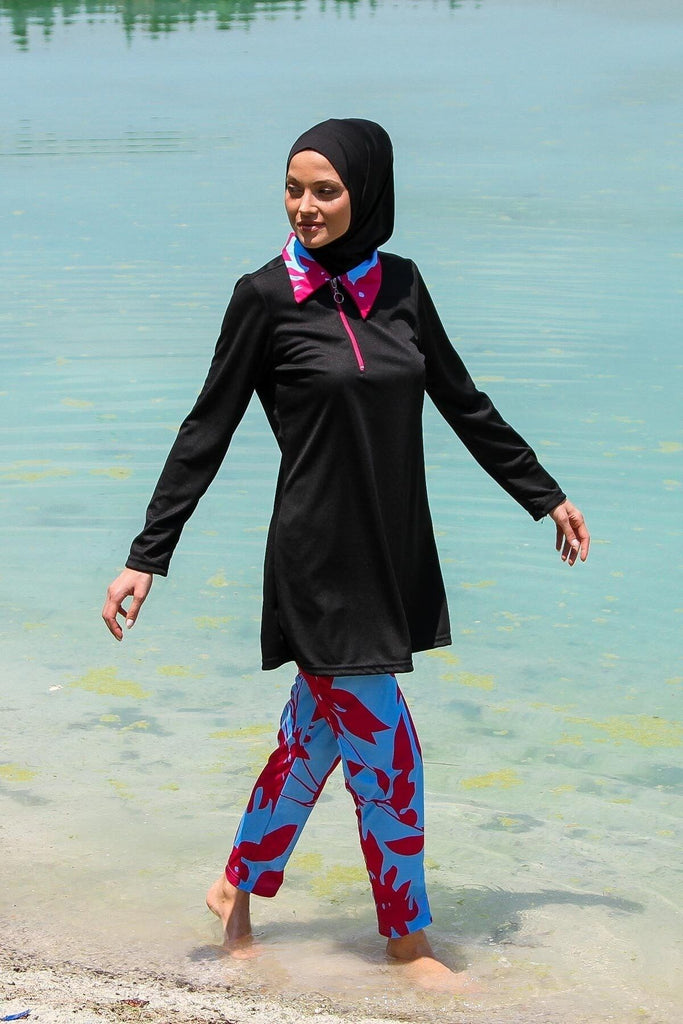 Black Full Covered Hijab Swimwear R1108